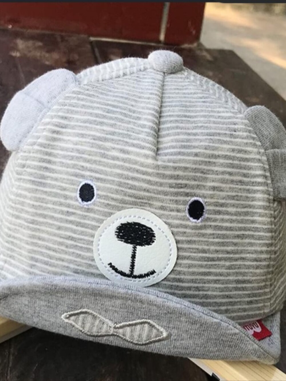 3/$15 Unisex Gray Striped Bear Baby OS